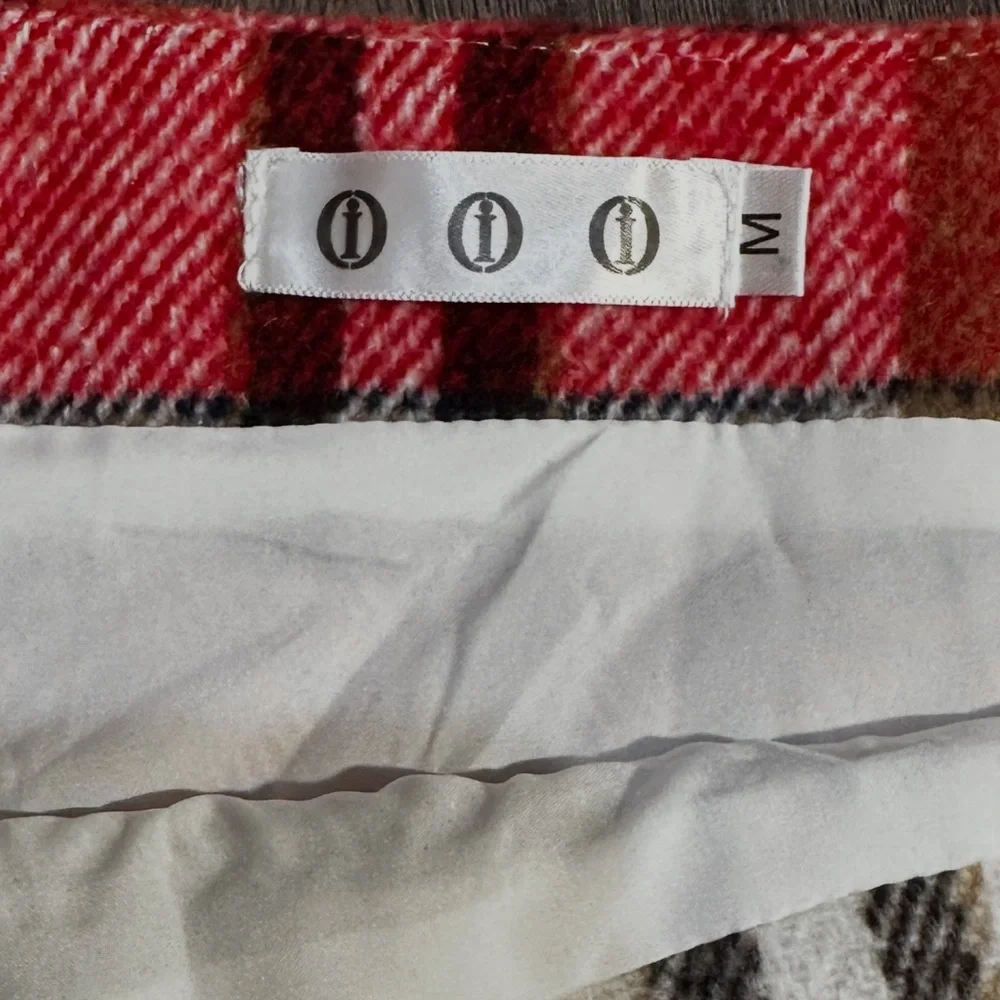 Tan Red Black Plaid Mini Skirt Medium